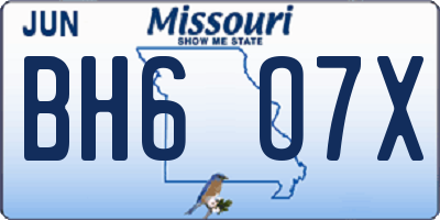 MO license plate BH6O7X