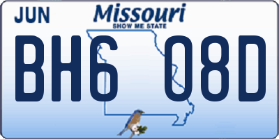 MO license plate BH6O8D
