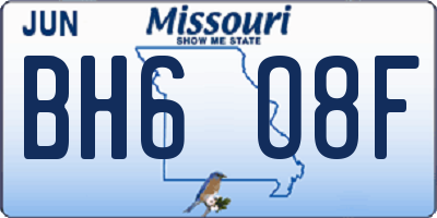 MO license plate BH6O8F