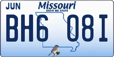 MO license plate BH6O8I