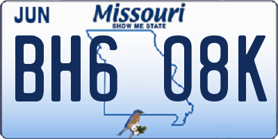 MO license plate BH6O8K
