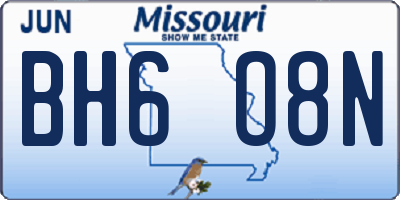 MO license plate BH6O8N