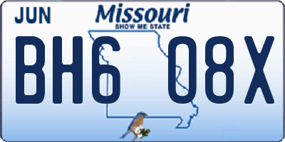 MO license plate BH6O8X