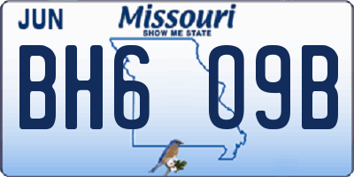 MO license plate BH6O9B