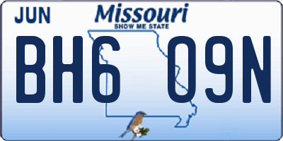 MO license plate BH6O9N