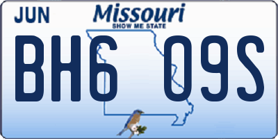 MO license plate BH6O9S