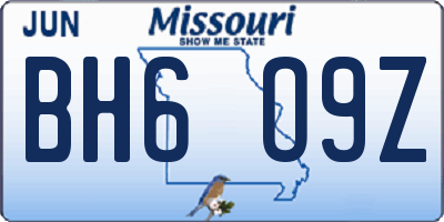 MO license plate BH6O9Z