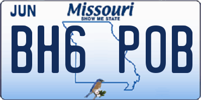 MO license plate BH6P0B