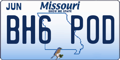 MO license plate BH6P0D