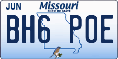 MO license plate BH6P0E