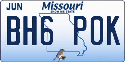 MO license plate BH6P0K