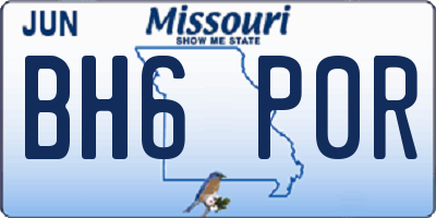 MO license plate BH6P0R