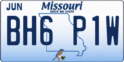 MO license plate BH6P1W