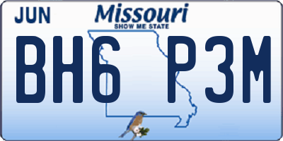 MO license plate BH6P3M