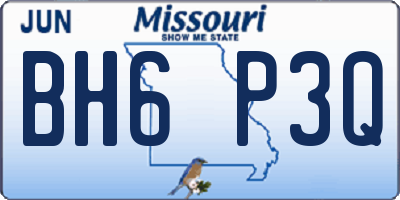 MO license plate BH6P3Q