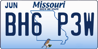 MO license plate BH6P3W
