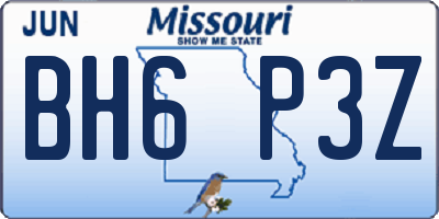 MO license plate BH6P3Z