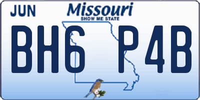 MO license plate BH6P4B