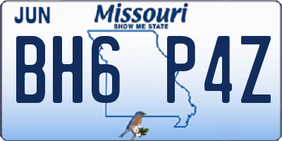 MO license plate BH6P4Z