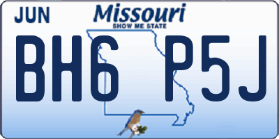 MO license plate BH6P5J