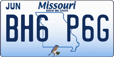 MO license plate BH6P6G
