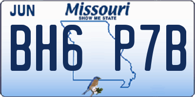 MO license plate BH6P7B