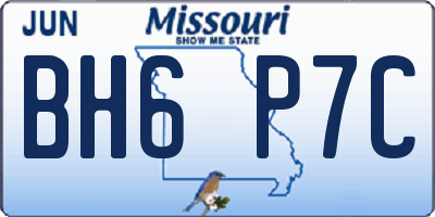 MO license plate BH6P7C