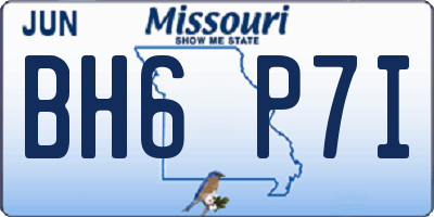 MO license plate BH6P7I