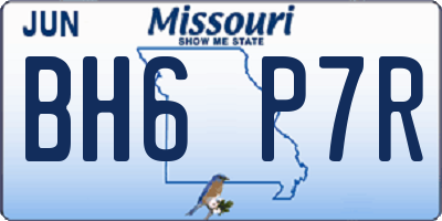 MO license plate BH6P7R