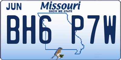 MO license plate BH6P7W
