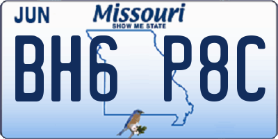 MO license plate BH6P8C
