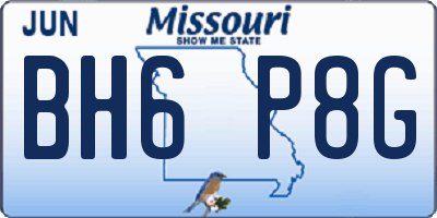 MO license plate BH6P8G