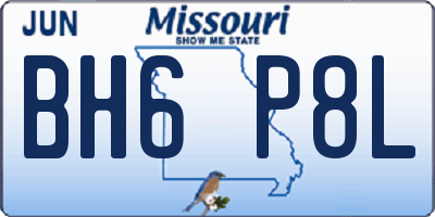 MO license plate BH6P8L