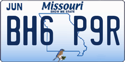 MO license plate BH6P9R