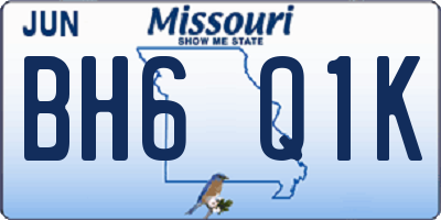 MO license plate BH6Q1K