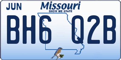 MO license plate BH6Q2B
