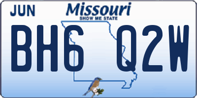 MO license plate BH6Q2W