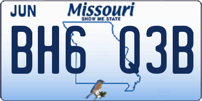 MO license plate BH6Q3B