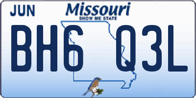 MO license plate BH6Q3L