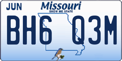 MO license plate BH6Q3M