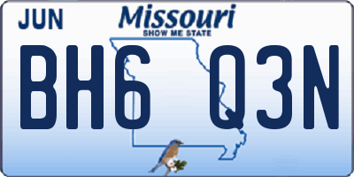 MO license plate BH6Q3N