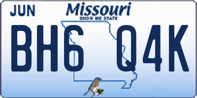 MO license plate BH6Q4K