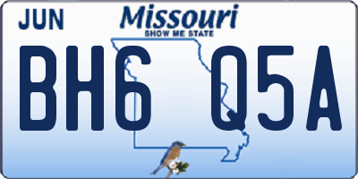 MO license plate BH6Q5A