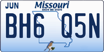 MO license plate BH6Q5N