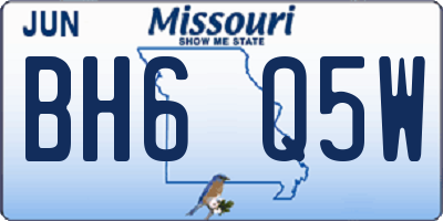 MO license plate BH6Q5W