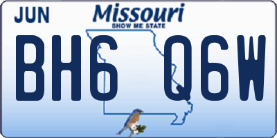 MO license plate BH6Q6W