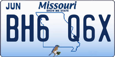 MO license plate BH6Q6X