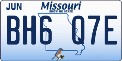 MO license plate BH6Q7E