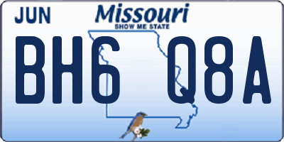 MO license plate BH6Q8A
