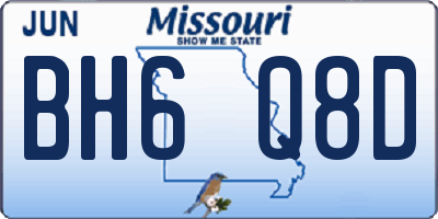 MO license plate BH6Q8D